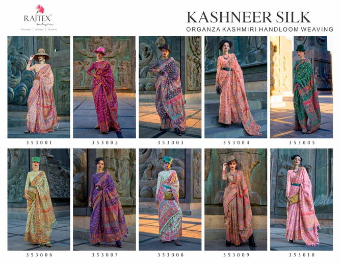 Kashneer Silk By Rajtex Organza Kashmiri Handloom Weaving Saree Wholesale Online